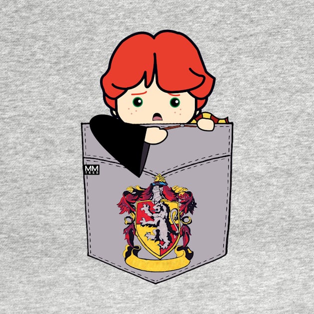 Scared Boy Red Head POUCHIE SHIRT - In Pocket by MMTees